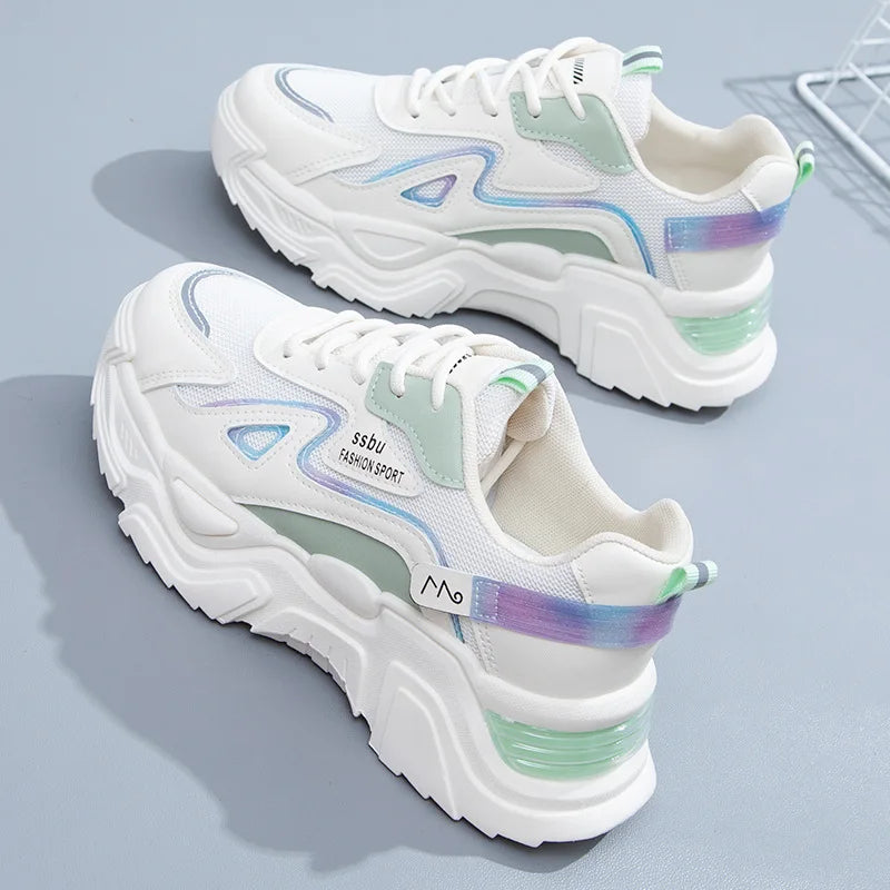 Platform Shoes Women Sneakers Autumn 2021 New Running Sports Shoes Casual Breathable White Wedges Sneaker Designer Women Shoes