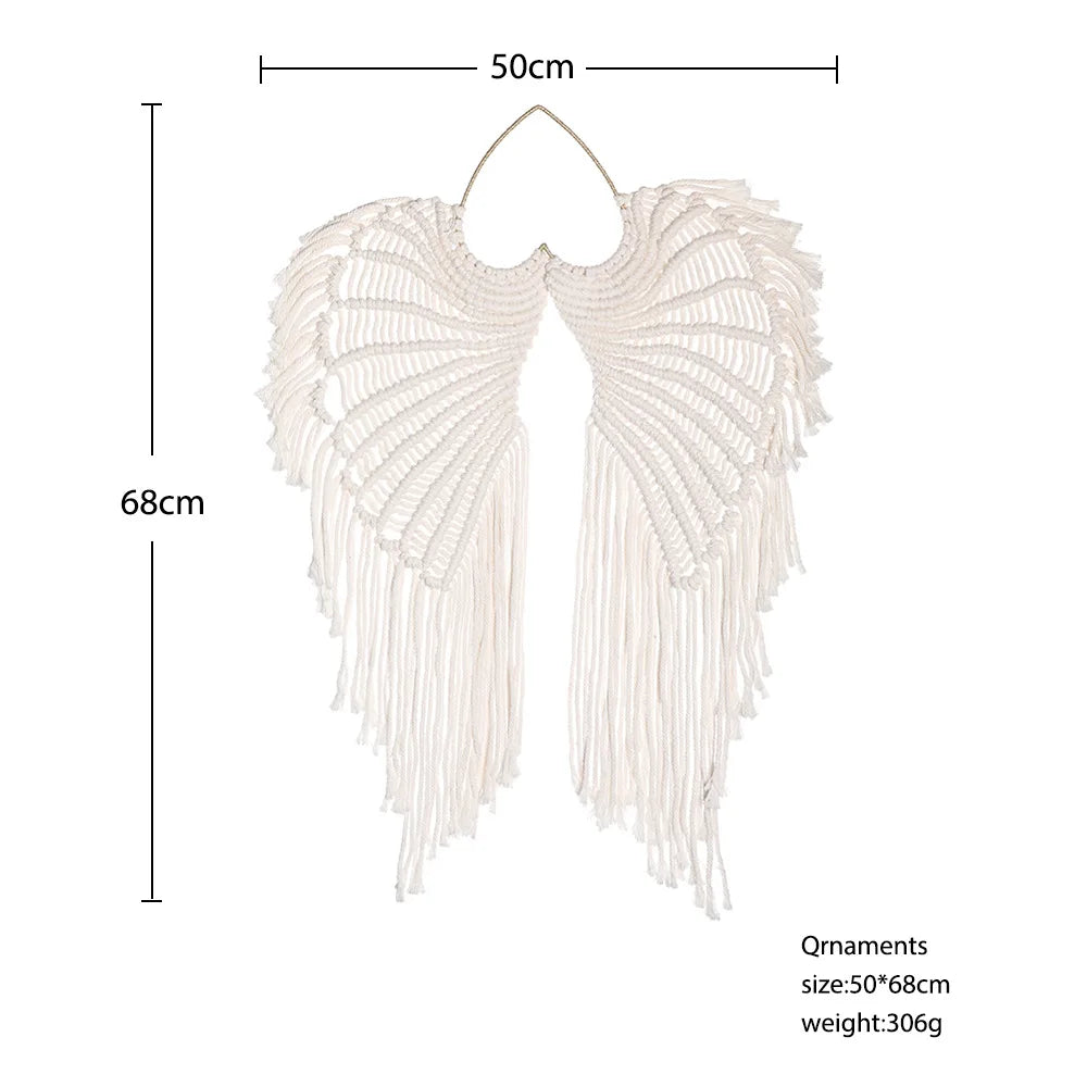 Angel Wings Macrame Wall Hanging Dream Catcher Boho Wall Decor Handmade Bohemian Home Decor Ornament Decoration Art Craft Gift